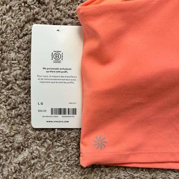 Athleta I Coral V Neck Crop Tank Top I Size L I Built-In Bra, Adjustable Strap - Picture 6 of 9